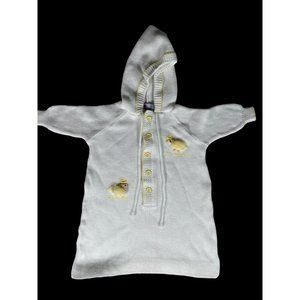 Vintage Baby Kisses Button Down Baby 3D Chick Bunting w/ Hoodie White Yellow